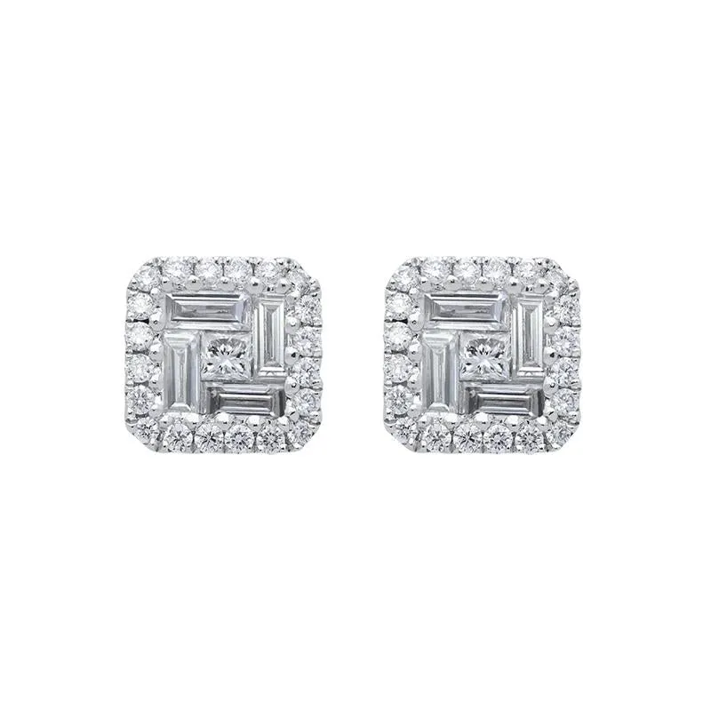 18ct White Gold 1.46ct Diamond Baguette Cut Stud Earrings sold by Jura Watches