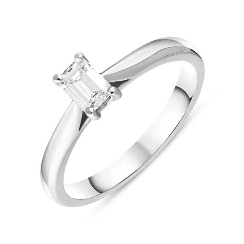 Platinum 0.40ct Diamond Emerald Cut Solitaire Ring sold by Jura Watches