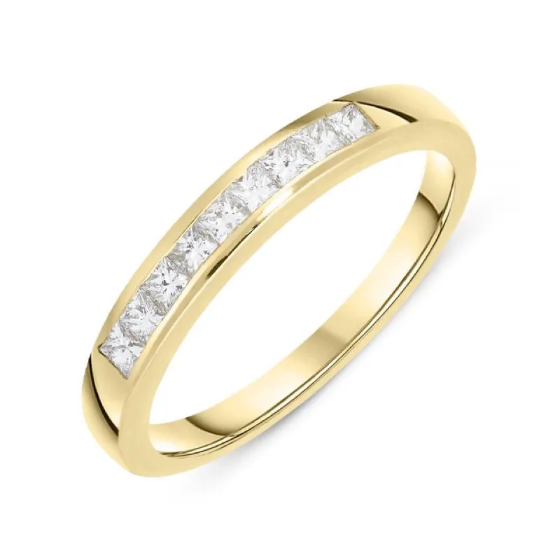 18ct Yellow Gold 0.34ct Diamond Princess Cut Wedding Half Eternity Ring sold by Jura Watches