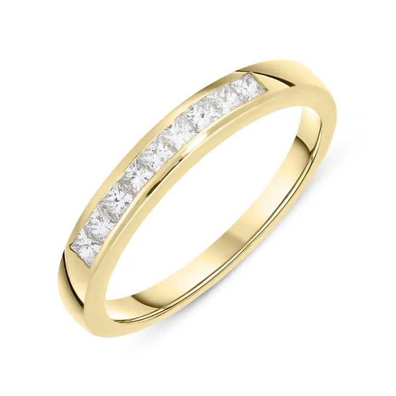 18ct Yellow Gold 0.34ct Diamond Princess Cut Wedding Half Eternity Ring sold by Jura Watches