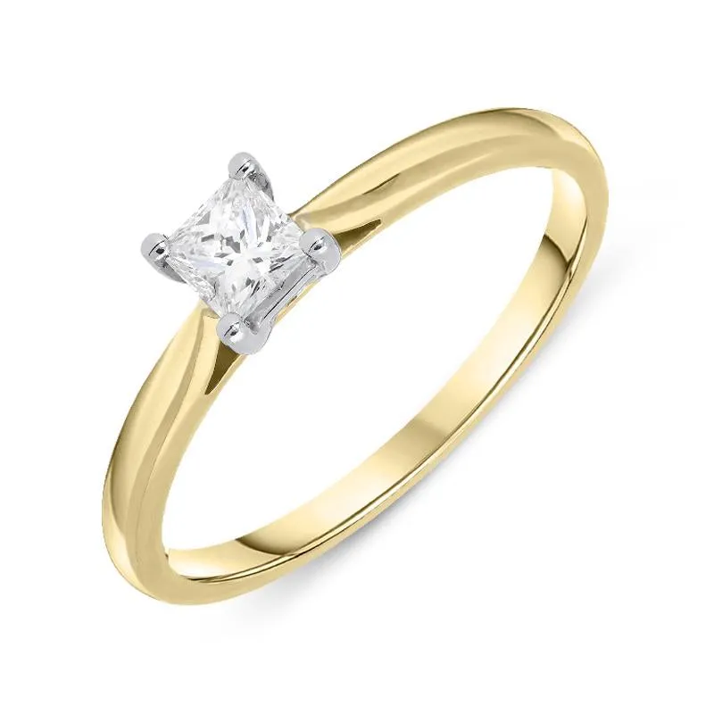 18ct Yellow Gold 0.33ct Diamond Princess Cut Solitaire Ring sold by Jura Watches