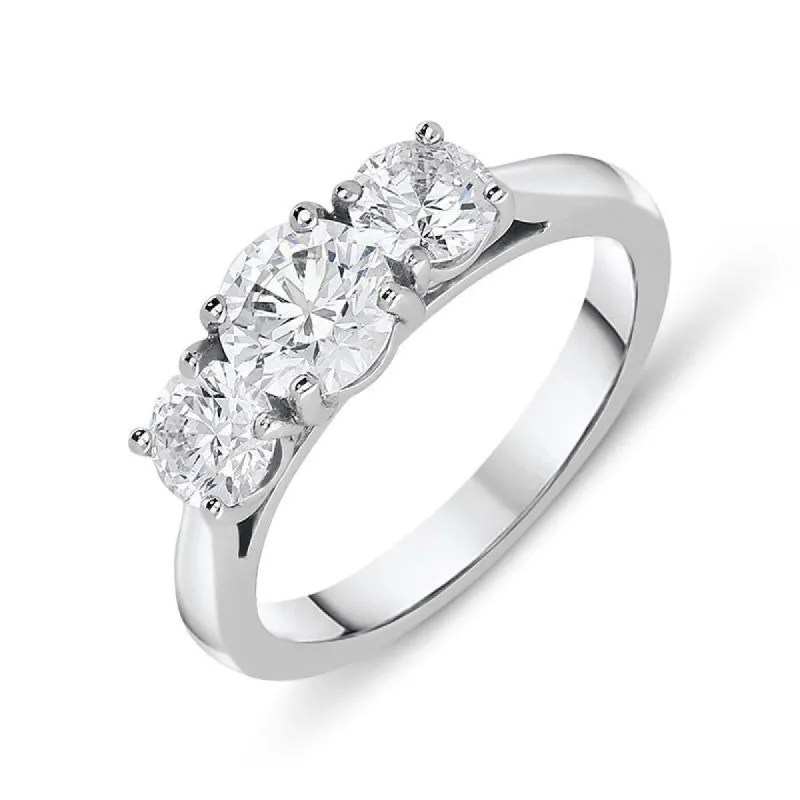 Platinum 1.57ct Diamond Brilliant Cut Trilogy Ring sold by Jura Watches