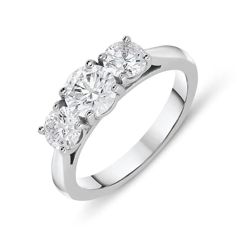 Platinum 1.57ct Diamond Brilliant Cut Trilogy Ring sold by Jura Watches