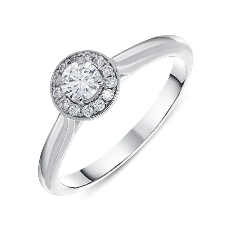 Platinum 0.30ct Diamond Brilliant Cut Halo Ring sold by Jura Watches