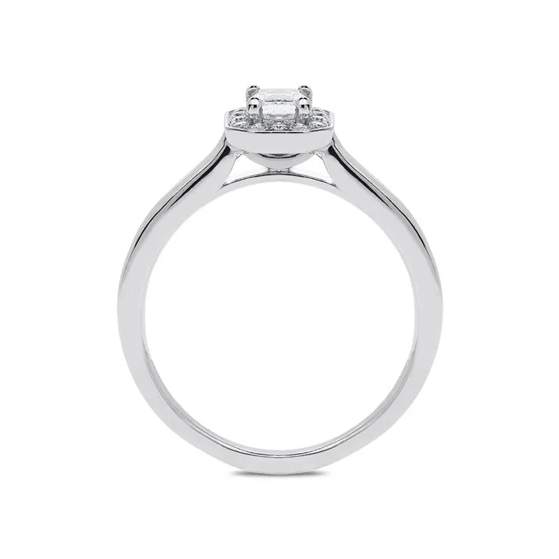 Platinum 0.46ct Diamond Emerald Cut Halo Ring sold by Jura Watches product image thumbnail 2