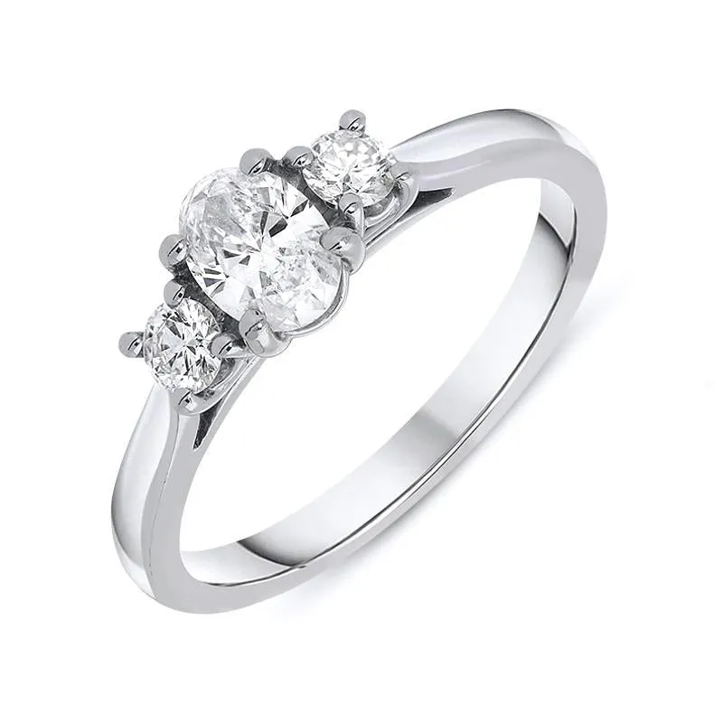 Platinum 0.58ct Diamond Oval Cut Trilogy Ring sold by Jura Watches