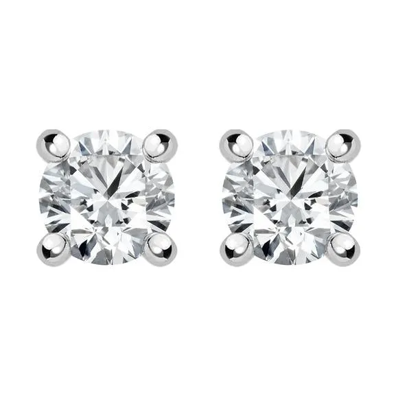 18ct White Gold 0.61ct Diamond Solitaire Stud Earrings sold by Jura Watches