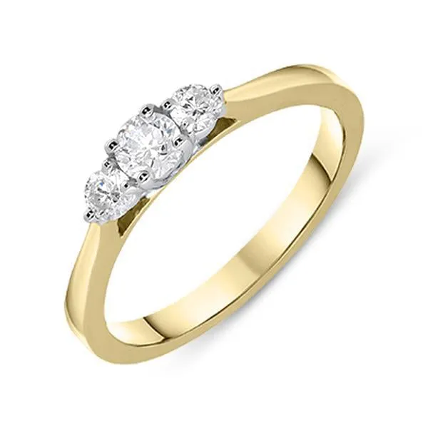 18ct Yellow Gold 0.35ct Diamond Brilliant Cut Trilogy Ring sold by Jura Watches