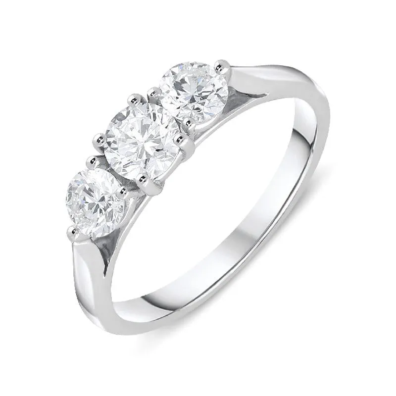 18ct White Gold 1.03ct Diamond Brilliant Cut Trilogy Ring sold by Jura Watches