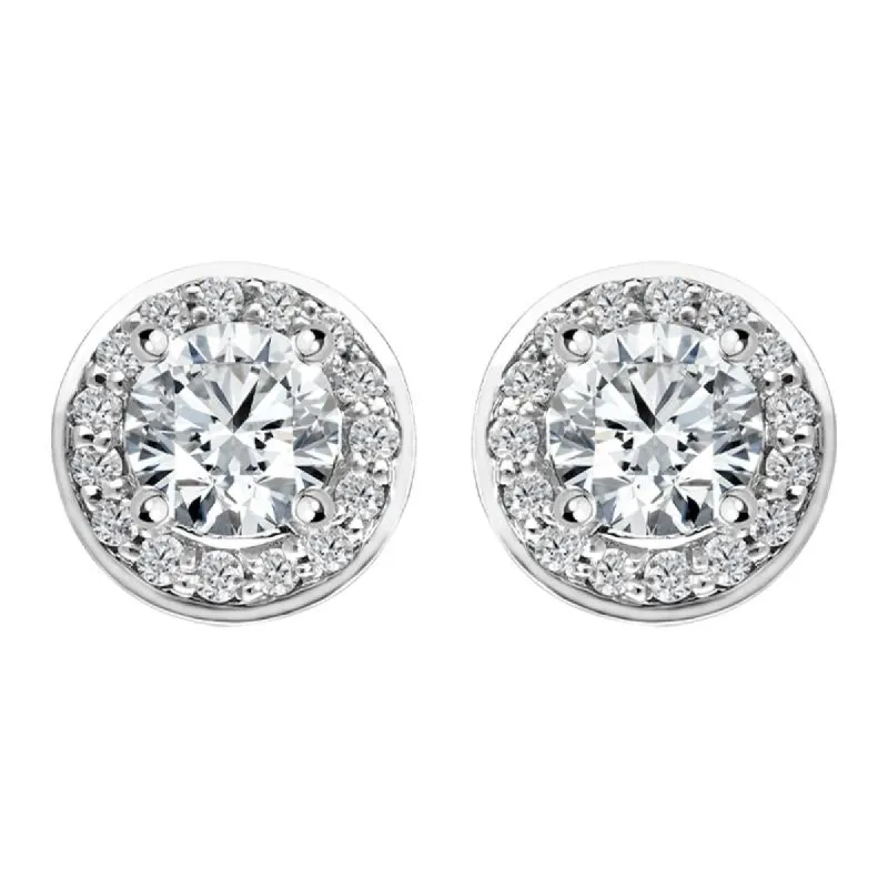 18ct White Gold 0.69ct Diamond Halo Stud Earrings sold by Jura Watches