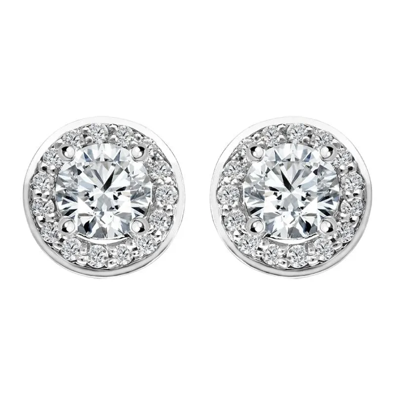 18ct White Gold 0.69ct Diamond Halo Stud Earrings sold by Jura Watches
