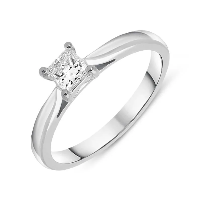 18ct White Gold 0.30ct Diamond Princess Cut Solitaire Ring sold by Jura Watches