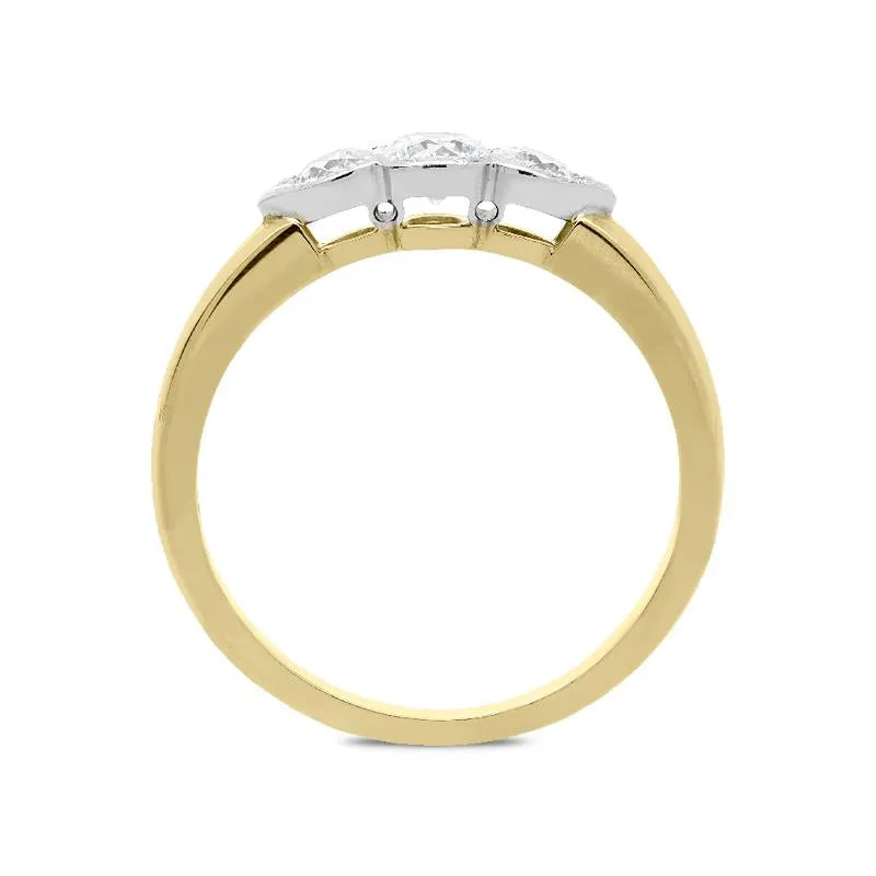 18ct Yellow Gold 0.52ct Diamond Millgrain Trilogy Ring sold by Jura Watches product image thumbnail 2