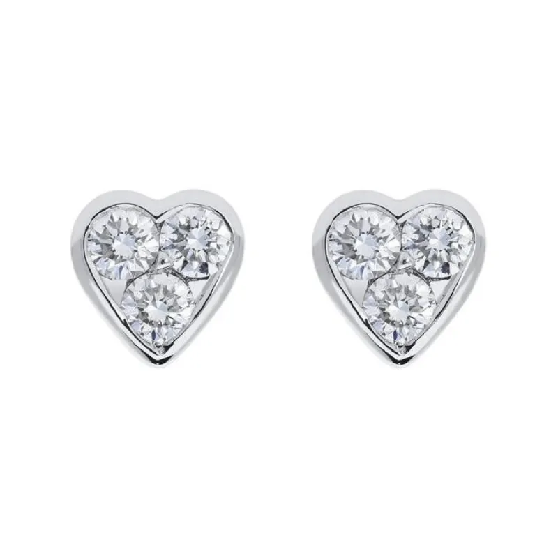 18ct White Gold 0.45ct Diamond Heart Stud Earrings sold by Jura Watches