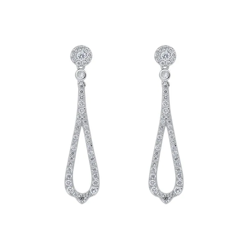 18ct White Gold 0.45ct Diamond Open Pear Drop Earrings sold by Jura Watches