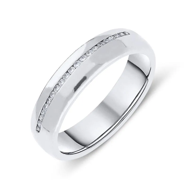 Platinum Diamond Court Shaped Wedding Ring sold by Jura Watches