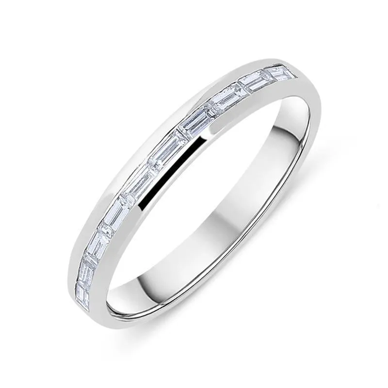 Platinum 0.37ct Diamond Baguette Cut 3mm Wedding Half Eternity Ring D sold by Jura Watches