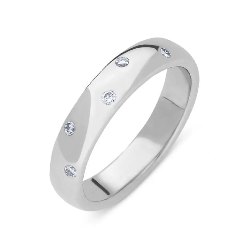 Platinum 0.11ct Diamond Five Stone Court Shaped Wedding Ring sold by Jura Watches