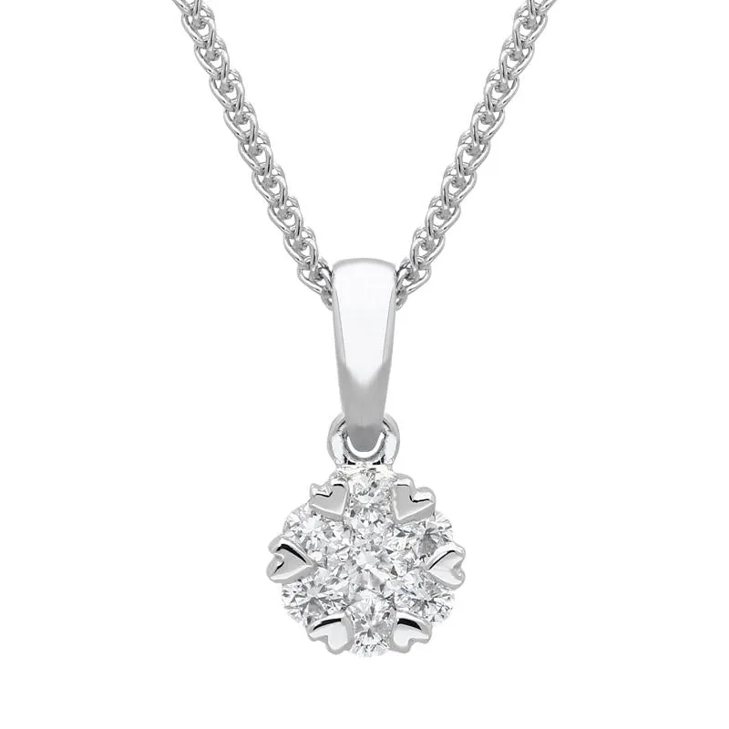 18ct White Gold 0.26ct Diamond Cluster Heart Edged Necklace sold by Jura Watches