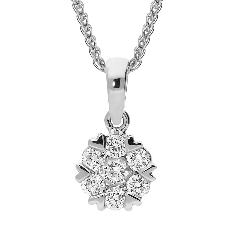 18ct White Gold 0.36ct Diamond Cluster Heart Edged Necklace sold by Jura Watches