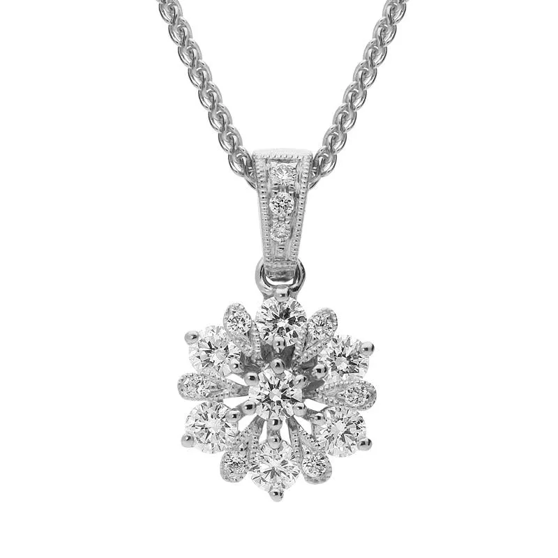 18ct White Gold 0.47ct Diamond Flower Necklace sold by Jura Watches