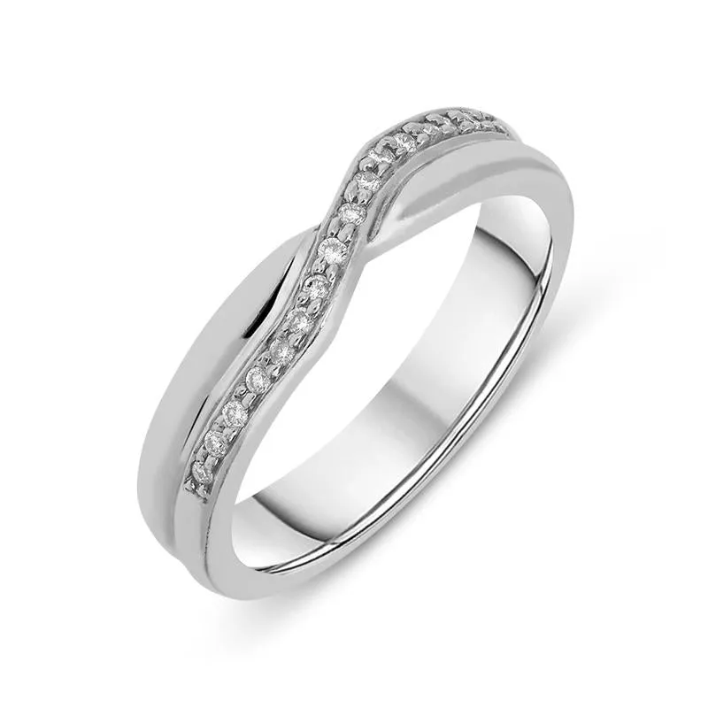 Platinum 0.08ct Diamond Brilliant Cut Crossover Ring sold by Jura Watches