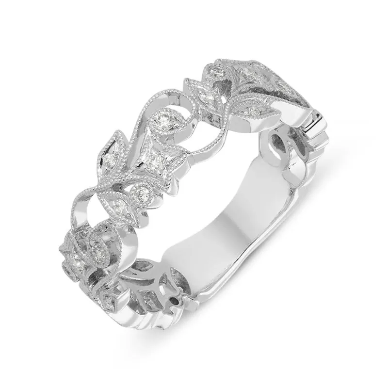 18ct White Gold 0.23ct Diamond Entwined Floral Ring sold by Jura Watches