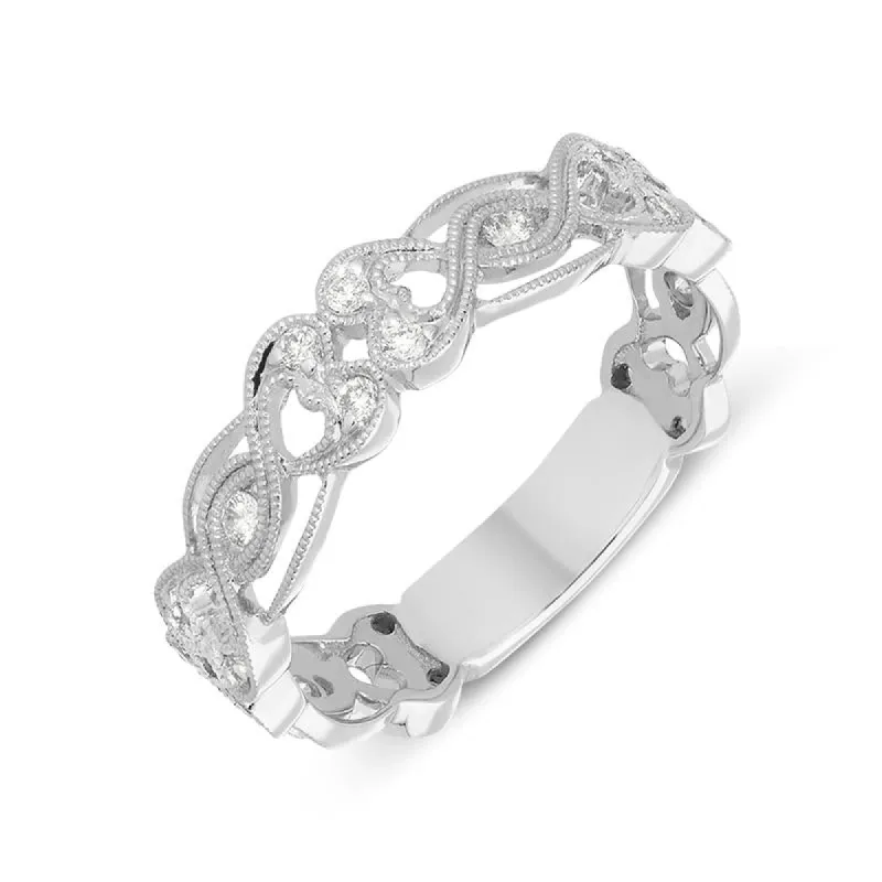 18ct White Gold 0.23ct Diamond Entwined Heart Ring sold by Jura Watches