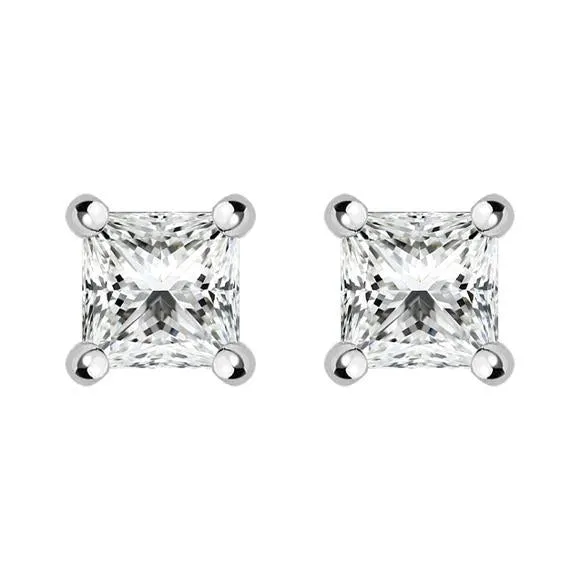 18ct Yellow Gold 0.32ct Diamond Solitaire Princess Cut Stud Earrings sold by Jura Watches