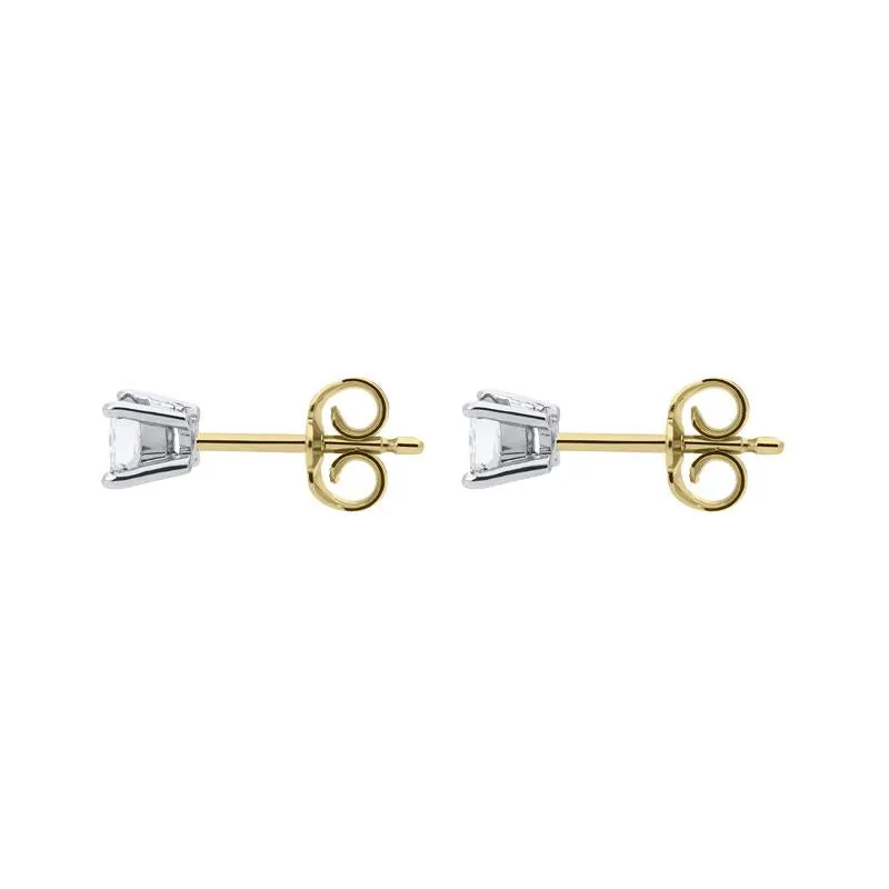 18ct Yellow Gold 0.52ct Diamond Princess Cut Solitaire Stud Earrings sold by Jura Watches product image thumbnail 2