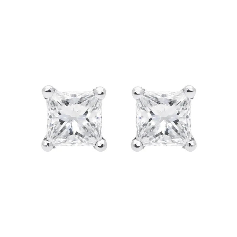 18ct Yellow Gold 0.52ct Diamond Princess Cut Solitaire Stud Earrings sold by Jura Watches