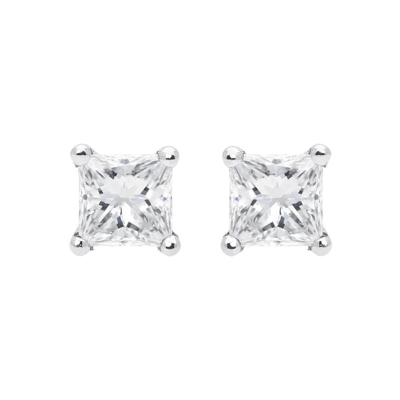 18ct Yellow Gold 0.52ct Diamond Princess Cut Solitaire Stud Earrings sold by Jura Watches