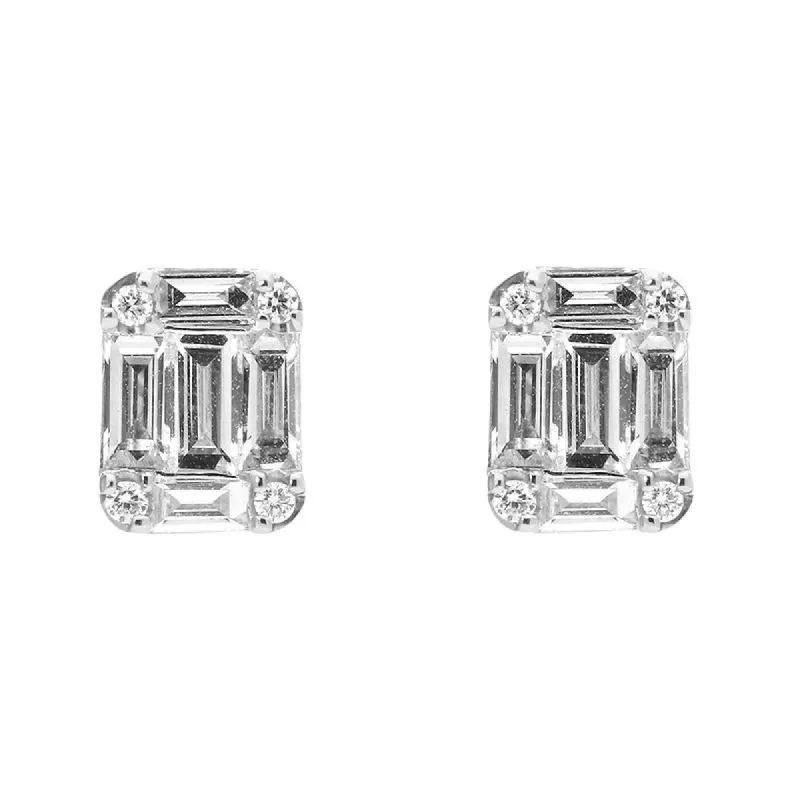18ct White Gold 0.31ct Diamond Baguette Cut Stud Earrings sold by Jura Watches
