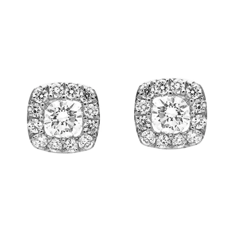 18ct White Gold 0.43ct Diamond Cushion Stud Earrings sold by Jura Watches