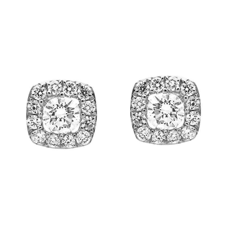 18ct White Gold 0.43ct Diamond Cushion Stud Earrings sold by Jura Watches