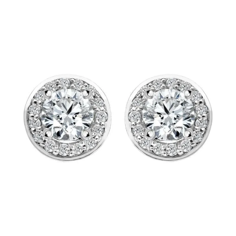 18ct White Gold 0.50ct Diamond Halo Stud Earrings sold by Jura Watches