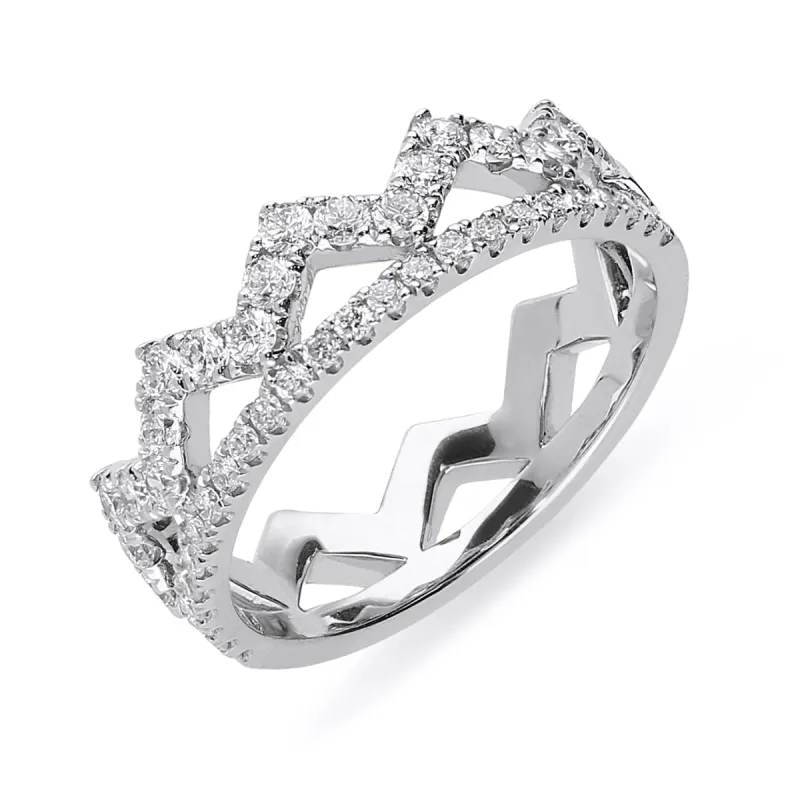 18ct White Gold 0.69ct Diamond Zigzag Stacking Ring sold by Jura Watches