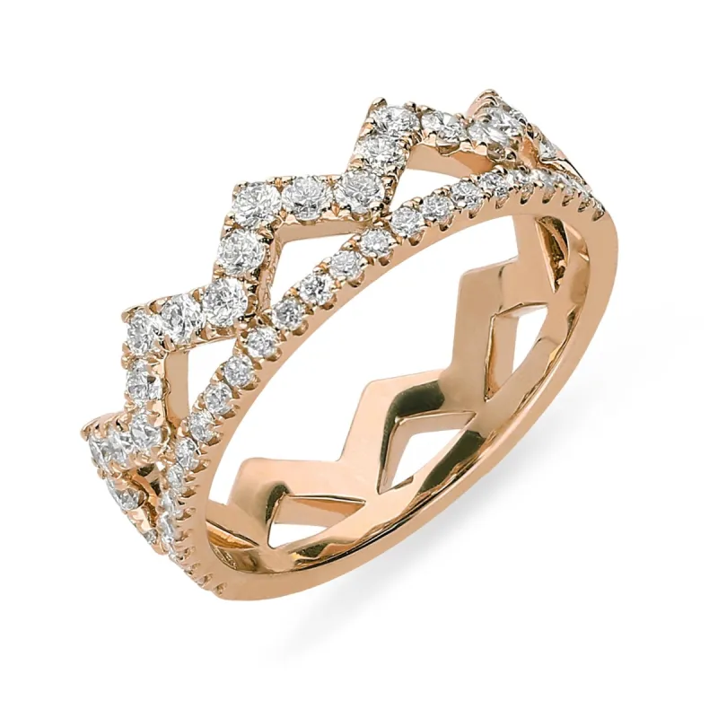 18ct Rose Gold 0.69ct Diamond Zigzag Stacking Ring sold by Jura Watches