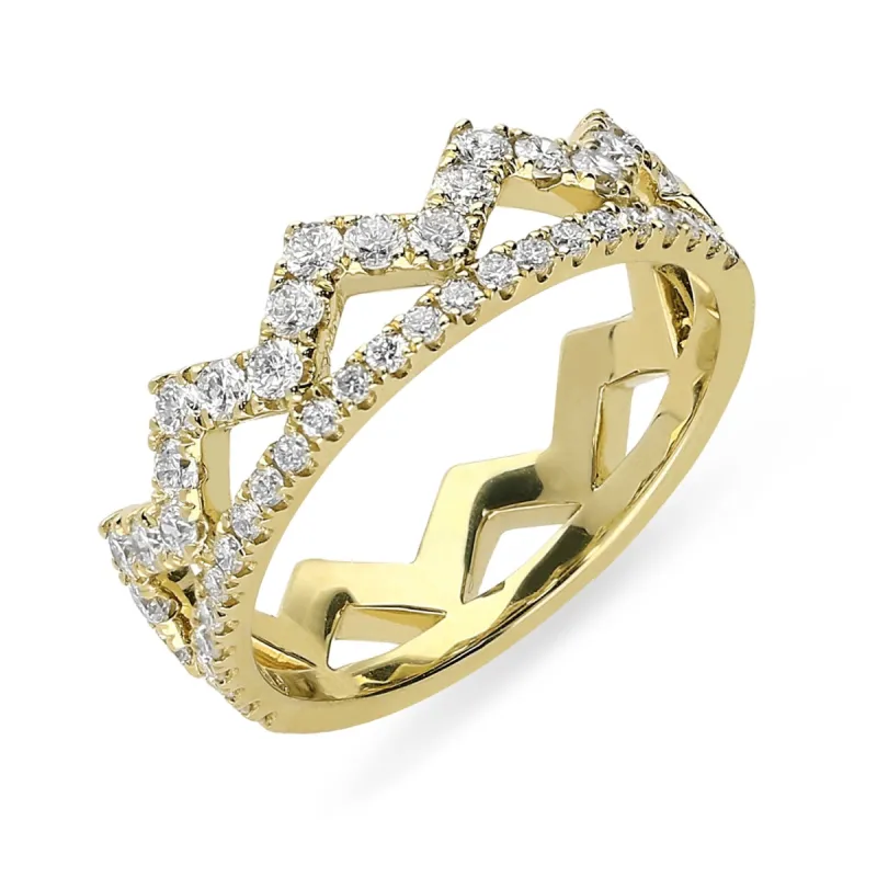 18ct Yellow Gold 0.69ct Diamond Zigzag Stacking Ring sold by Jura Watches