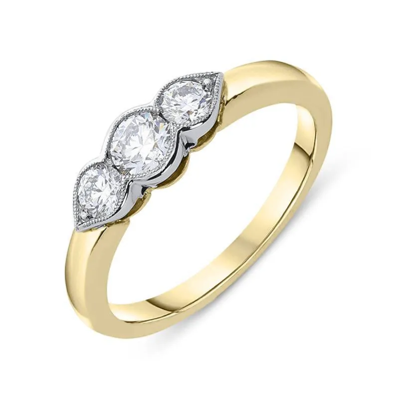 18ct Yellow Gold 0.53ct Diamond Trilogy Ring sold by Jura Watches