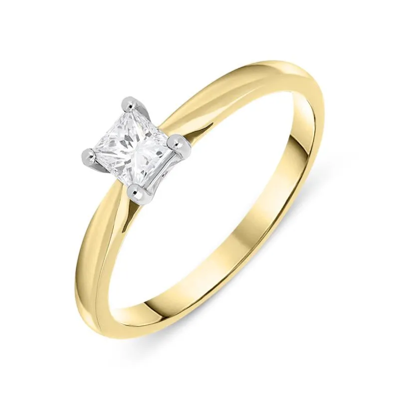 18ct Yellow Gold 0.32ct Diamond Princess Cut Solitaire Ring sold by Jura Watches