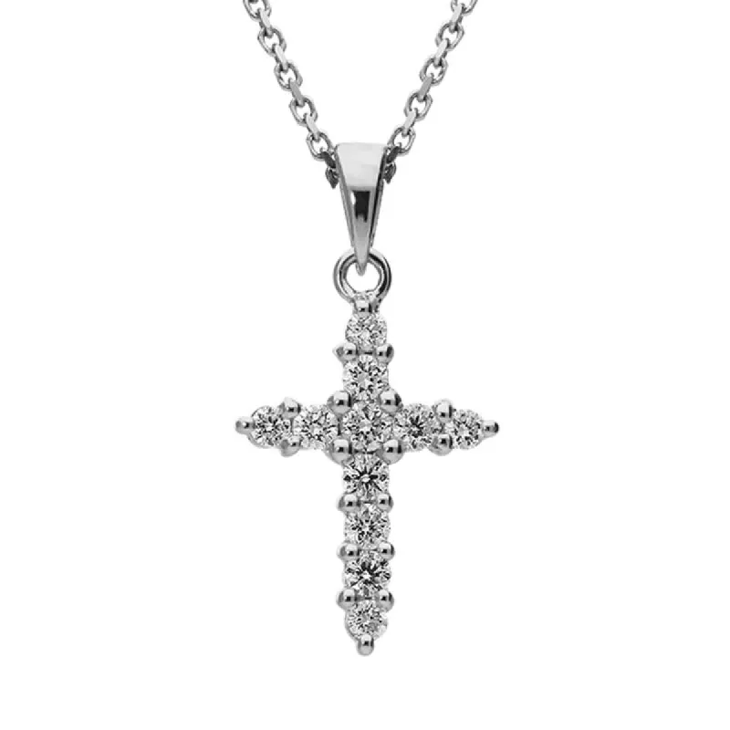 18ct White Gold 0.67ct Diamond Cross Necklace sold by Jura Watches