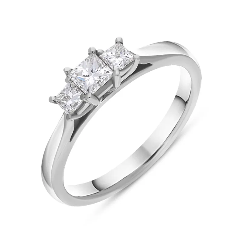 Platinum 0.48ct Diamond Princess Cut Trilogy Ring sold by Jura Watches
