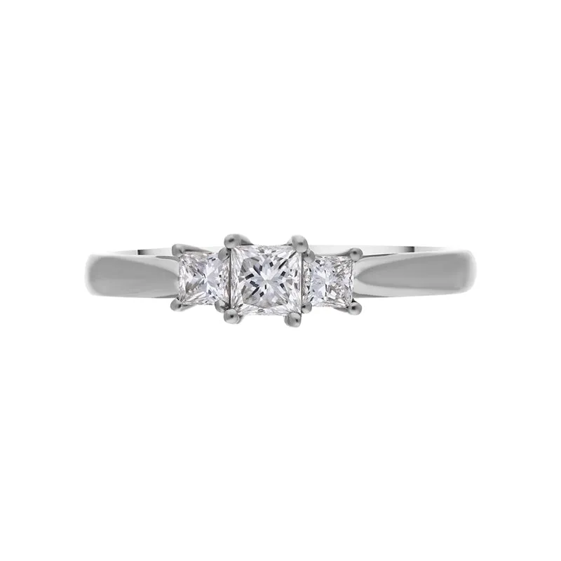 Platinum 0.48ct Diamond Princess Cut Trilogy Ring sold by Jura Watches product image thumbnail 3