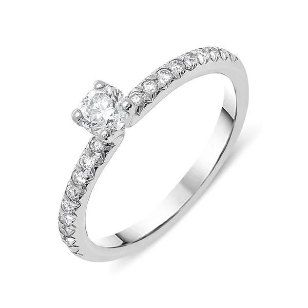 Platinum 0.44ct Diamond Solitaire Tulip Ring sold by Jura Watches