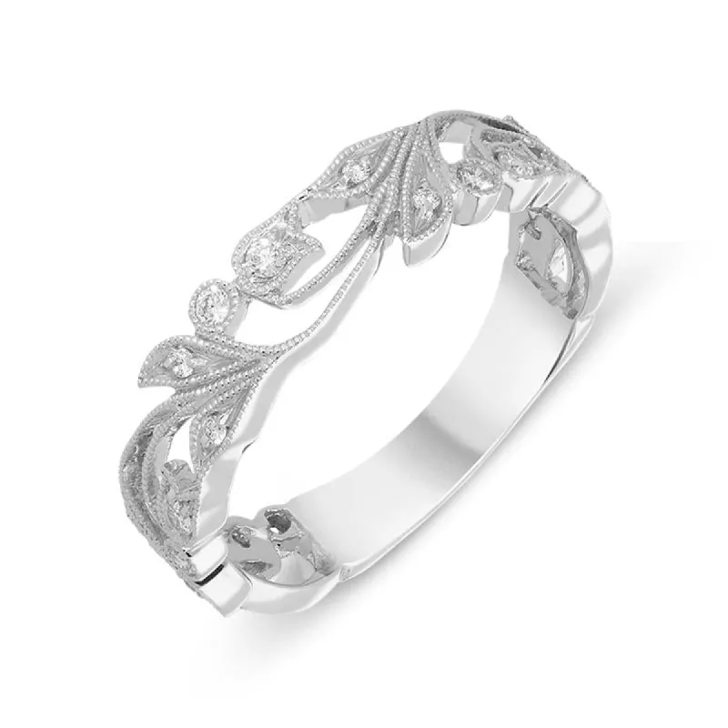 18ct White Gold 0.18ct Diamond Floral Ring sold by Jura Watches