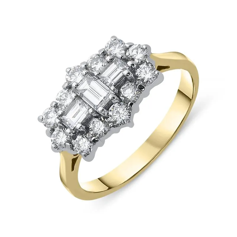 18ct Yellow Gold 1.10ct Diamond Baguette Cut Cluster Ring sold by Jura Watches