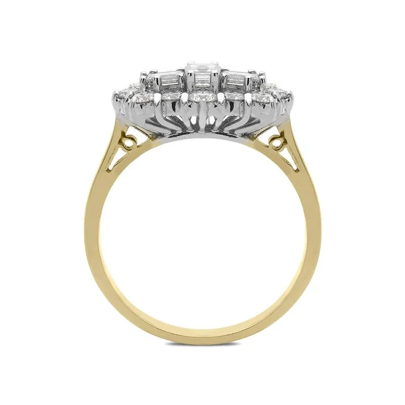 18ct Yellow Gold 1.10ct Diamond Baguette Cut Cluster Ring sold by Jura Watches product image thumbnail 2