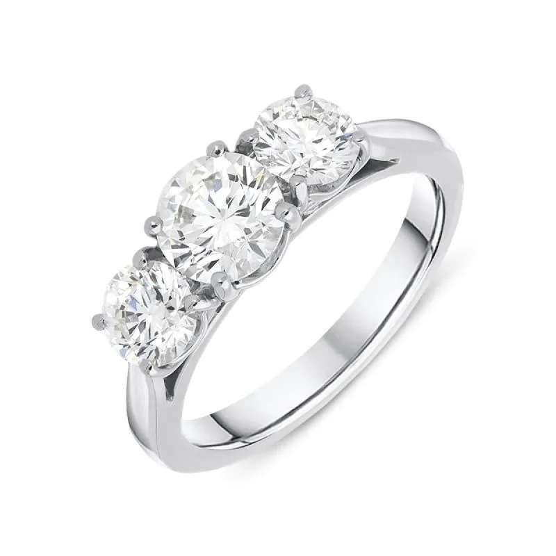 Platinum 2.00ct Diamond Claw Set Trilogy Ring sold by Jura Watches