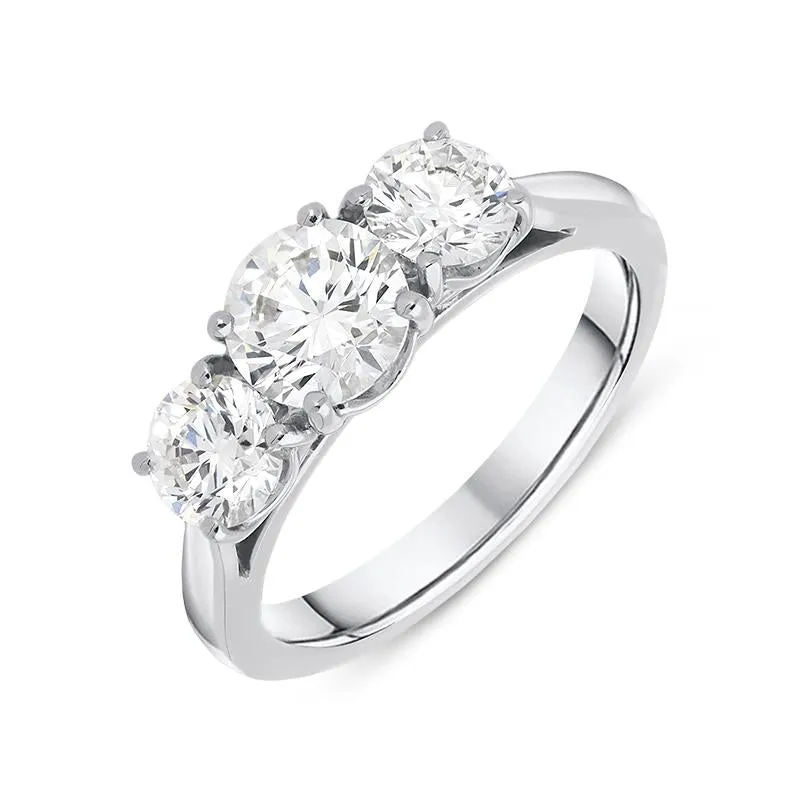 Platinum 2.00ct Diamond Claw Set Trilogy Ring sold by Jura Watches